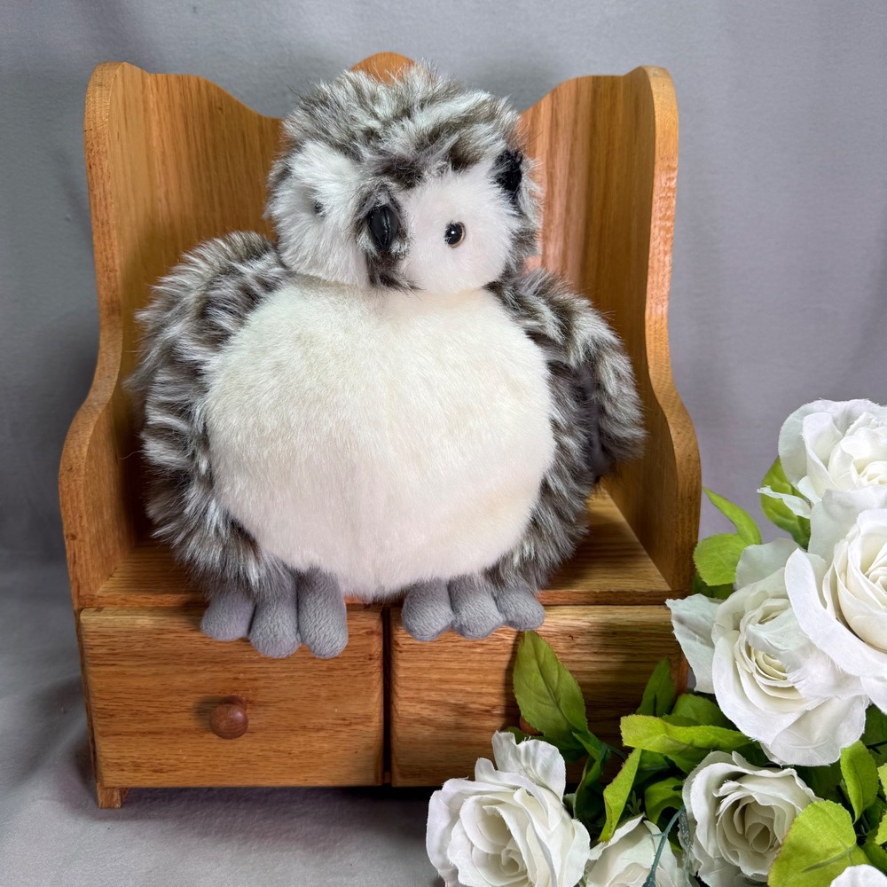 Vintage Realistic Gray Owl 10" Chunky Nursery Decor Heavy Beanbag Vintage Y2K